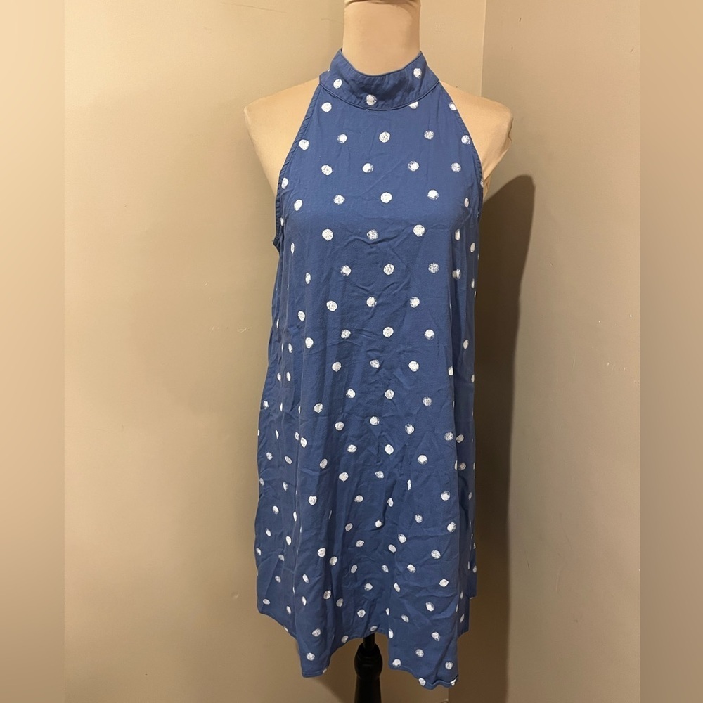 Anthropologie Cloth & Stone Blue & WhitePolka Dot Sleeveless Dress, Med